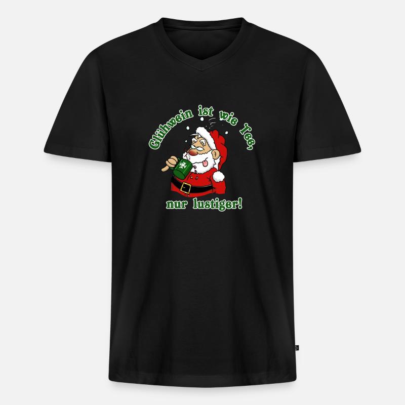 GlühweinTee2 1 - Männer Premium Bio T-Shirt mit V-Ausschnitt - Schwarz