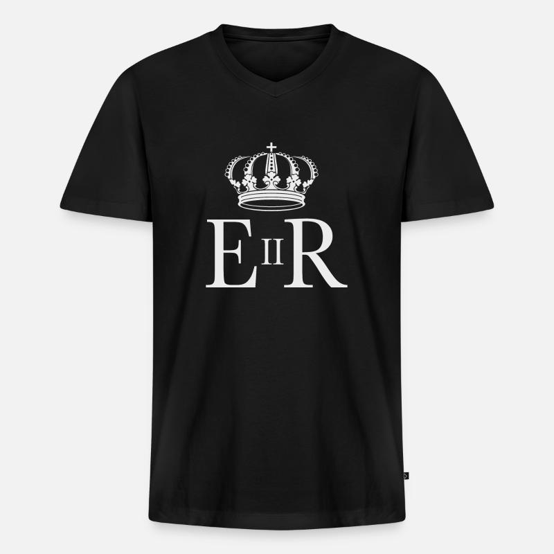 Queen Elizabeth II - Männer Premium Bio T-Shirt mit V-Ausschnitt - Schwarz