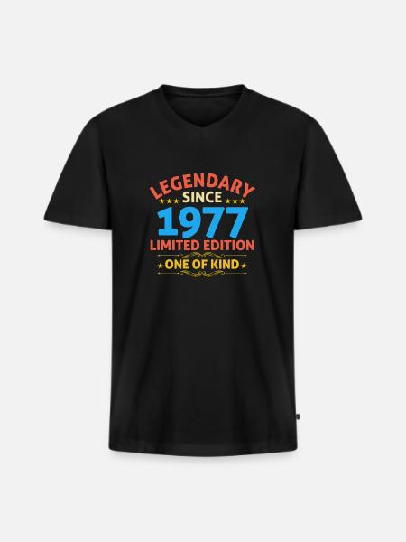 Legendary since 1977 Limited Edition - Men's Premium Organic T-shirt with V-neck - black