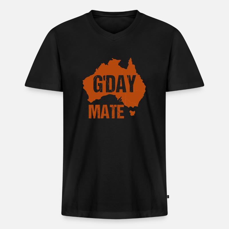 G'DAY MATE - Männer Premium Bio T-Shirt mit V-Ausschnitt - Schwarz