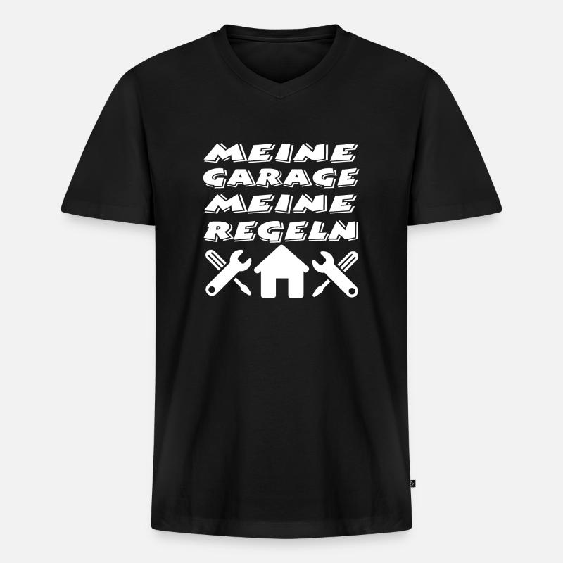 Garage - Männer Premium Bio T-Shirt mit V-Ausschnitt - Schwarz
