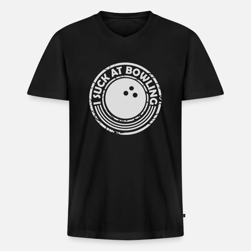 I suck at bowling - Männer Premium Bio T-Shirt mit V-Ausschnitt - Schwarz