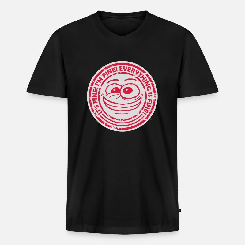 everything is fine Zitat - Männer Premium Bio T-Shirt mit V-Ausschnitt - Schwarz
