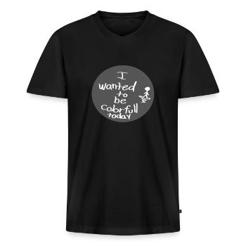 bunt - Männer Premium Bio T-Shirt mit V-Ausschnitt - Schwarz - Vorne - Nico (187cm)