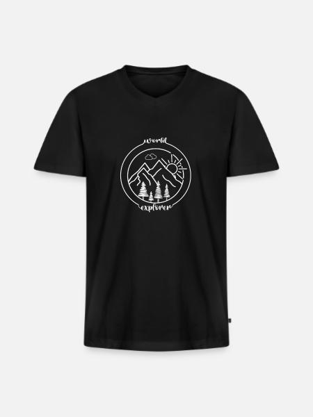 World Explorer - Men's Premium Organic T-shirt with V-neck - black