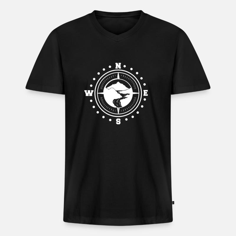 Camp Compass - Männer Premium Bio T-Shirt mit V-Ausschnitt - Schwarz