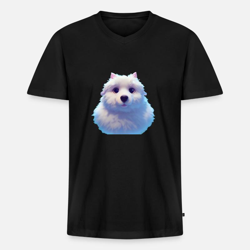 Samojede Hund - Samojede - Männer Premium Bio T-Shirt mit V-Ausschnitt - Schwarz