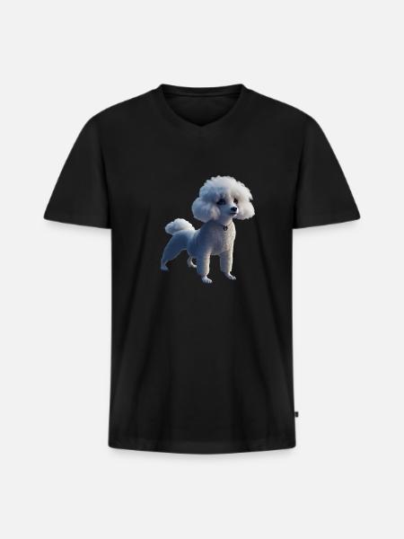Caniche Dog - Caniche - T-shirt encolure en V Premium bio Homme - noir