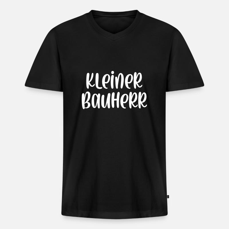 Kleiner Bauherr - Männer Premium Bio T-Shirt mit V-Ausschnitt - Schwarz