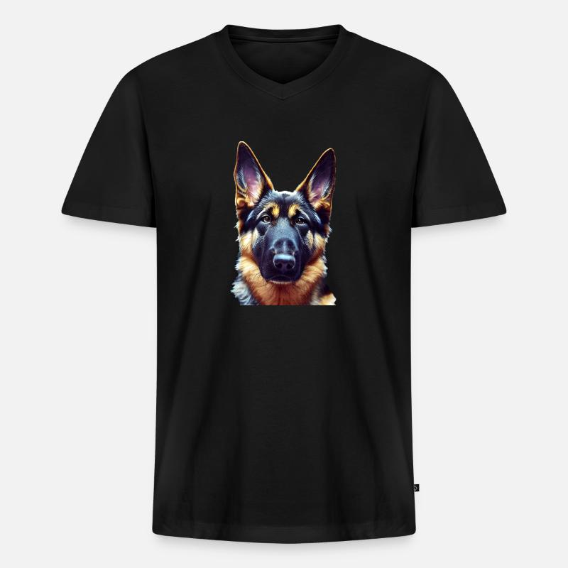 Deutscher Schäferhund Hund - Deutscher Schäferhund - Männer Premium Bio T-Shirt mit V-Ausschnitt - Schwarz