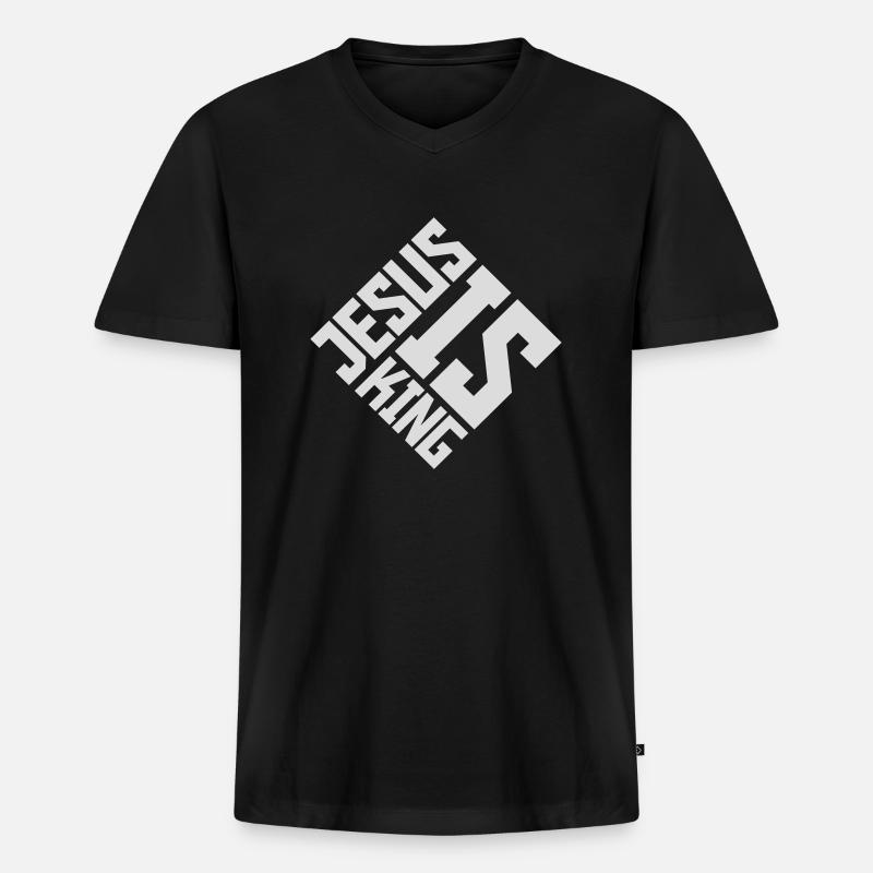 jesus is king Zitat - Männer Premium Bio T-Shirt mit V-Ausschnitt - Schwarz