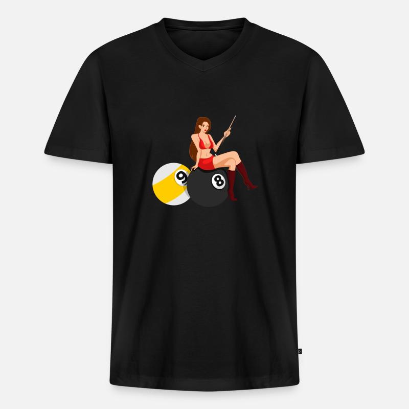 Snooker Pool Billard - Männer Premium Bio T-Shirt mit V-Ausschnitt - Schwarz