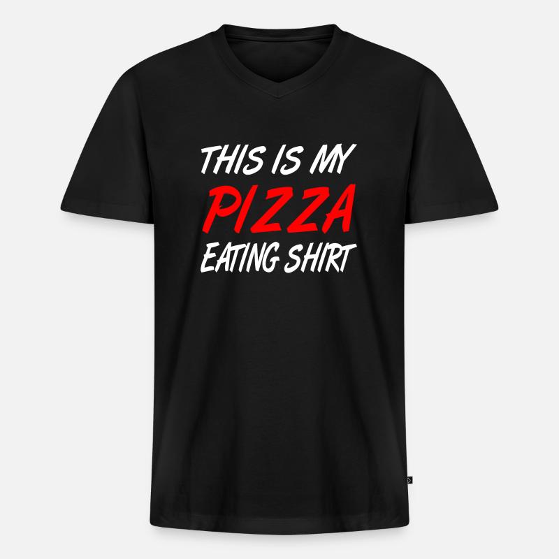 Pizza - Männer Premium Bio T-Shirt mit V-Ausschnitt - Schwarz