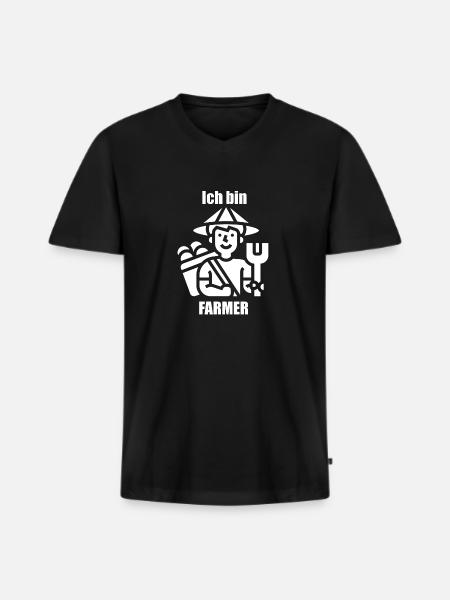 Ich bin Farmer (v1) - Männer Premium Bio T-Shirt mit V-Ausschnitt - Schwarz