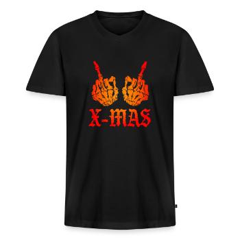 Fuck Weihnachten - Männer Premium Bio T-Shirt mit V-Ausschnitt - Schwarz - Vorne - Nico (187cm)