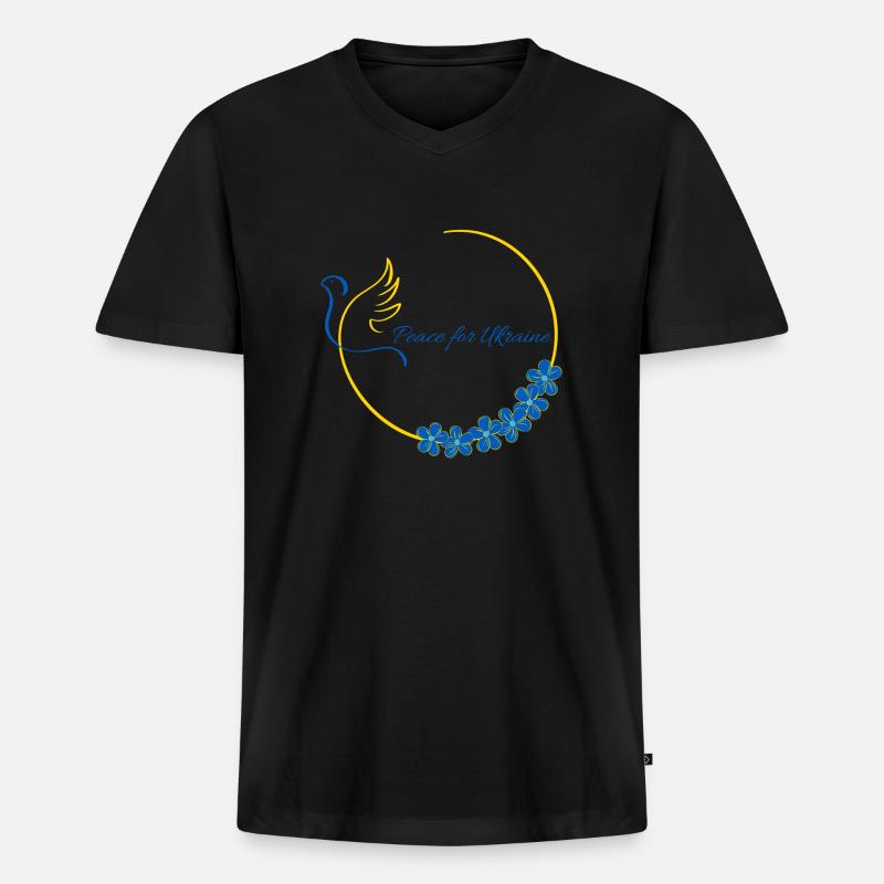 Peace for UkraineDesign - Männer Premium Bio T-Shirt mit V-Ausschnitt - Schwarz