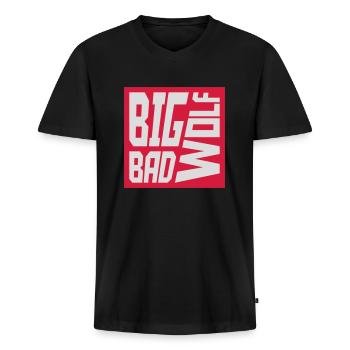 big bad wolf quote - Men's Premium Organic T-shirt with V-neck - black - Front - Nico (187cm)