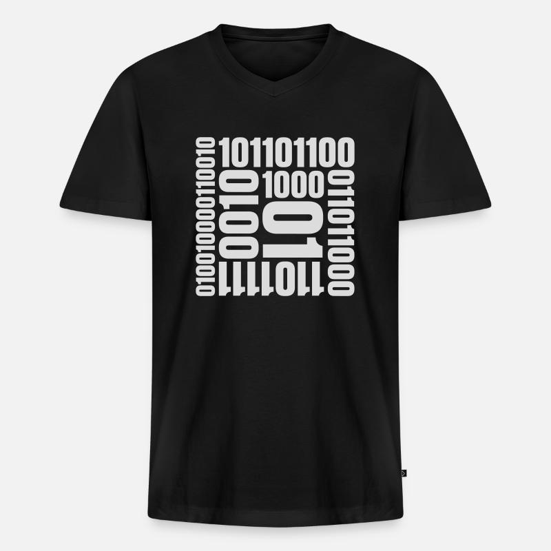 Binär Code Programm Sprache - Männer Premium Bio T-Shirt mit V-Ausschnitt - Schwarz