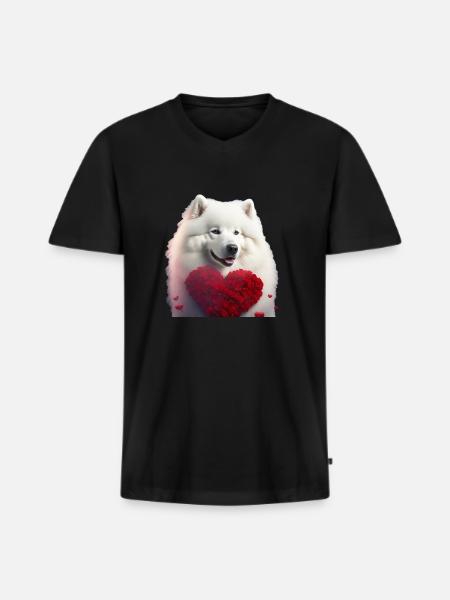 Samoyoyède Saint-Valentin - T-shirt encolure en V Premium bio Homme - noir