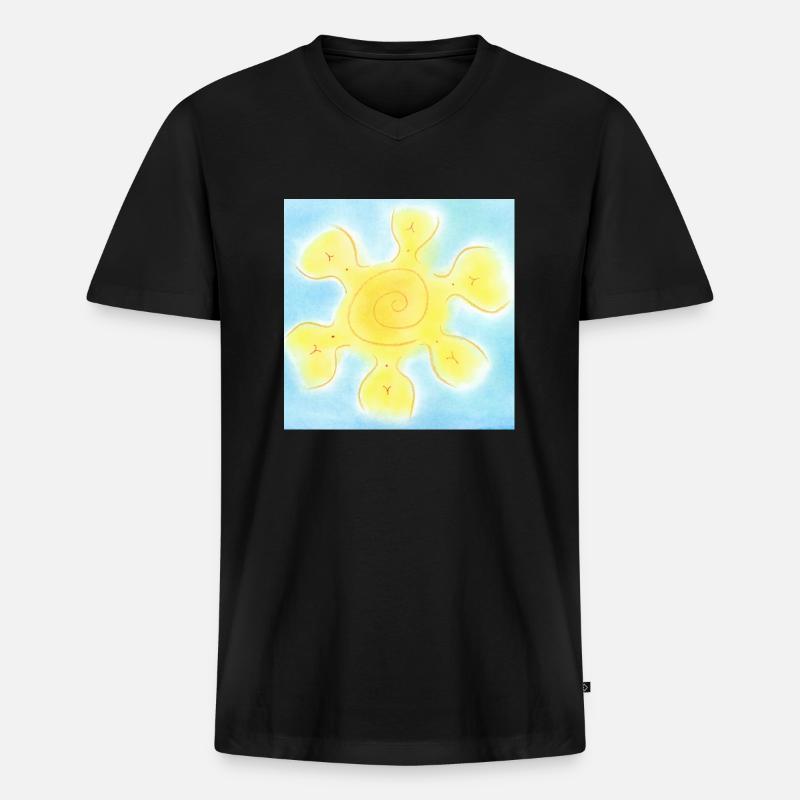 SOLESASO - Männer Premium Bio T-Shirt mit V-Ausschnitt - Schwarz