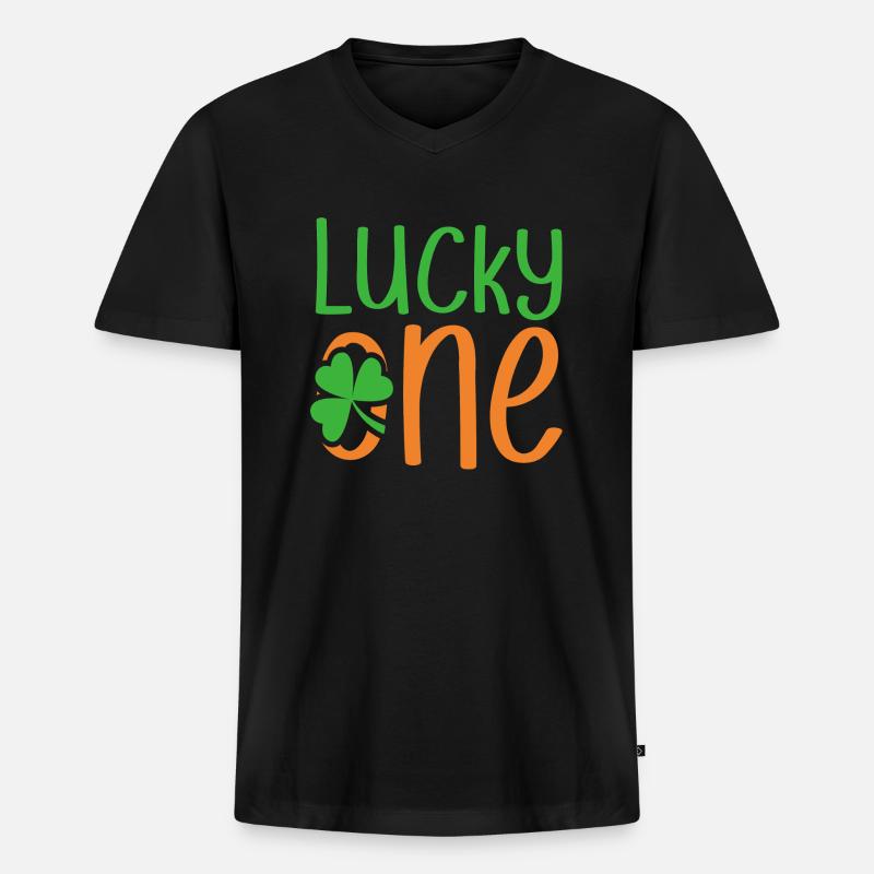 Lucky One St. Patricks Day - Männer Premium Bio T-Shirt mit V-Ausschnitt - Schwarz