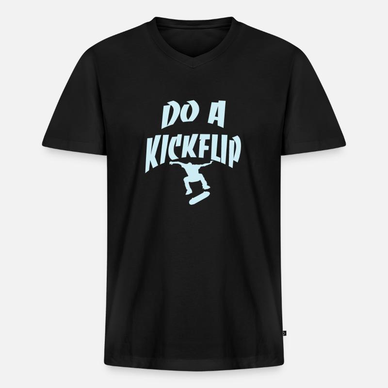 Machen Sie einen Kickflip Blue - Männer Premium Bio T-Shirt mit V-Ausschnitt - Schwarz