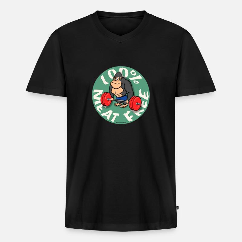 100% fleischfrei - Männer Premium Bio T-Shirt mit V-Ausschnitt - Schwarz