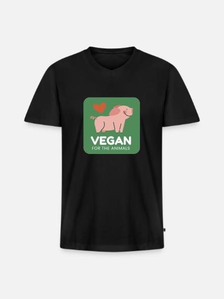 Vegan for animals - Men's Premium Organic T-shirt with V-neck - black