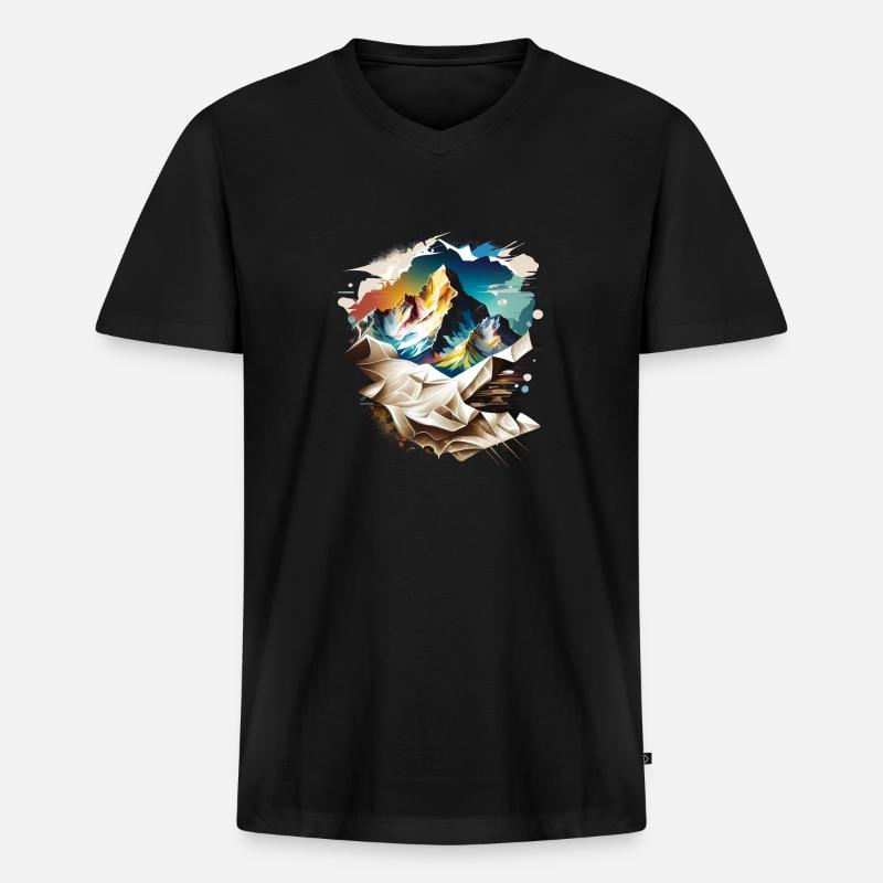 Mount Blanc - Männer Premium Bio T-Shirt mit V-Ausschnitt - Schwarz