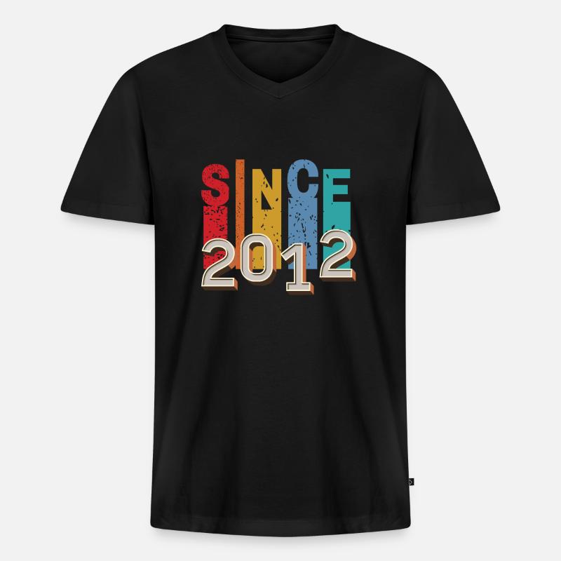 Seit 2012 retro - Männer Premium Bio T-Shirt mit V-Ausschnitt - Schwarz