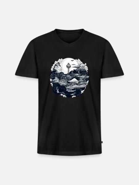 Wunder des Ozeans - Männer Premium Bio T-Shirt mit V-Ausschnitt - Schwarz