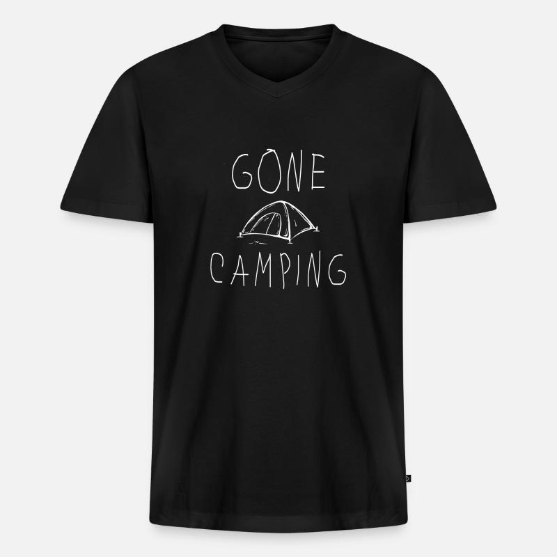 GONE CAMPING white 4x4 - Männer Premium Bio T-Shirt mit V-Ausschnitt - Schwarz