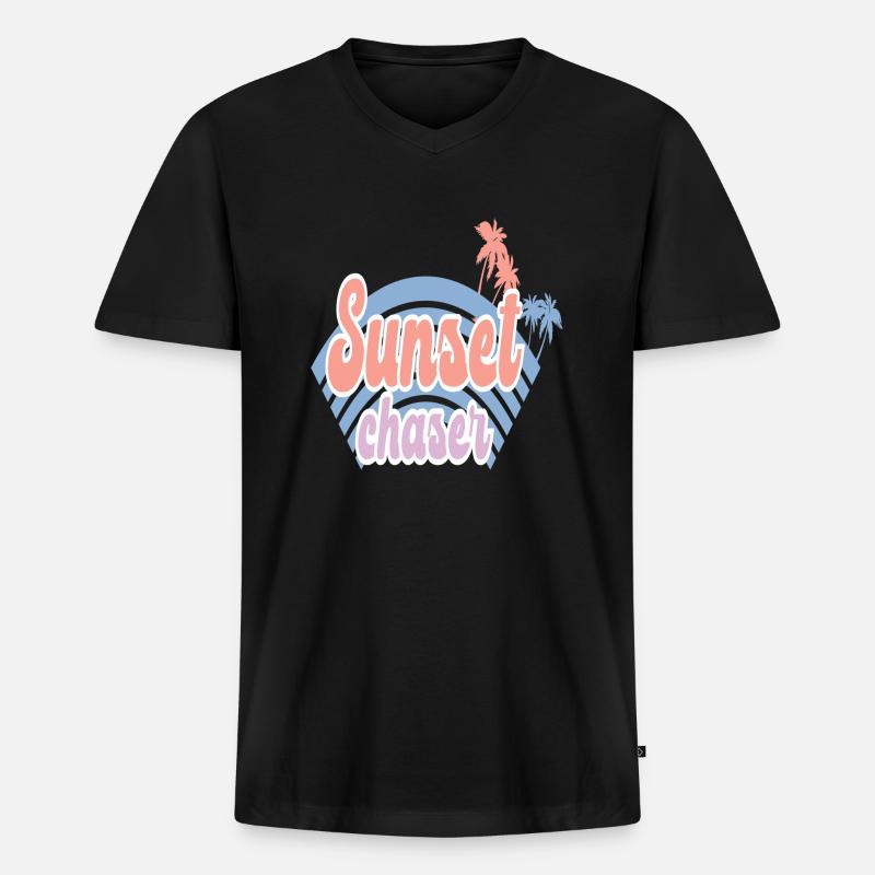 Sunset Chaser - Männer Premium Bio T-Shirt mit V-Ausschnitt - Schwarz