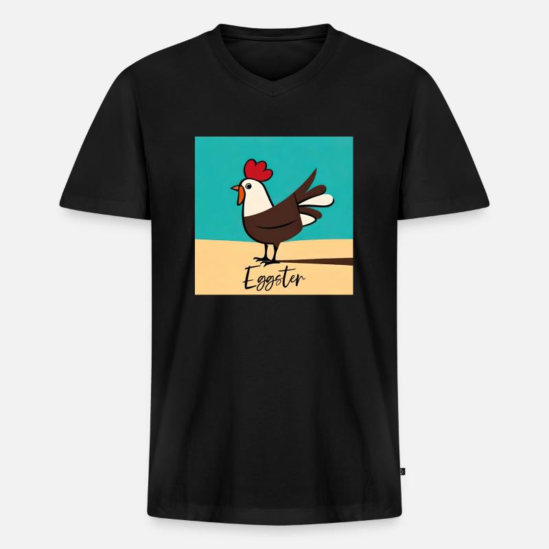 Eggster - Männer Premium Bio T-Shirt mit V-Ausschnitt - Schwarz