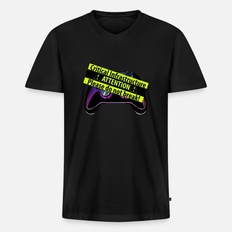 Kritischer Controller - Männer Premium Bio T-Shirt mit V-Ausschnitt - Schwarz