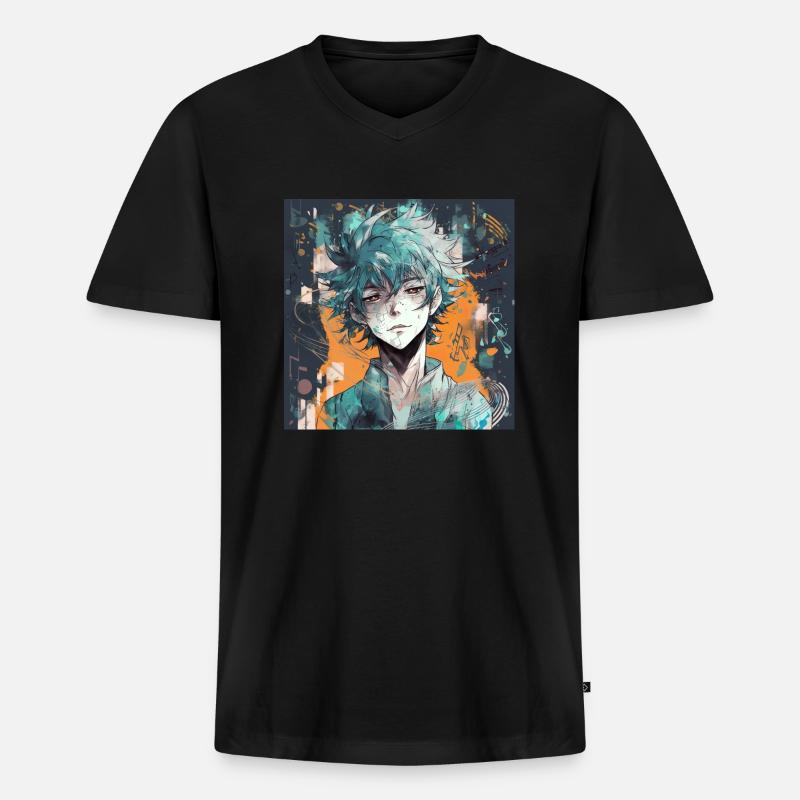 Cool Musik Guy - Männer Premium Bio T-Shirt mit V-Ausschnitt - Schwarz
