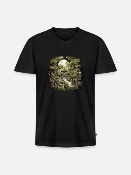 Bonsai - Japanese Garden - Men's Premium Organic T-shirt with V-neck - black