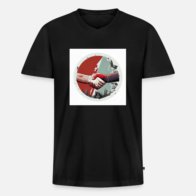 Solidarität in Einigkeit - Männer Premium Bio T-Shirt mit V-Ausschnitt - Schwarz