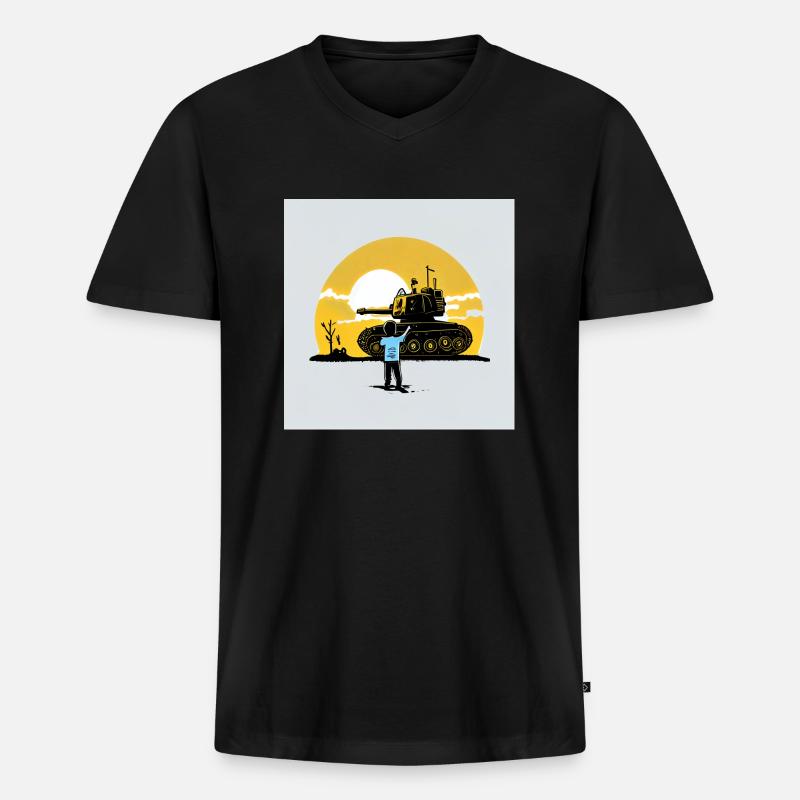 Skybound Panzerkrieger - Männer Premium Bio T-Shirt mit V-Ausschnitt - Schwarz