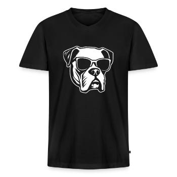 Boxer Hund Hunderasse - Männer Premium Bio T-Shirt mit V-Ausschnitt - Schwarz - Vorne - Nico (187cm)
