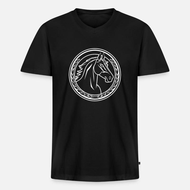 Pferd Pferdekopf Pony - Männer Premium Bio T-Shirt mit V-Ausschnitt - Schwarz