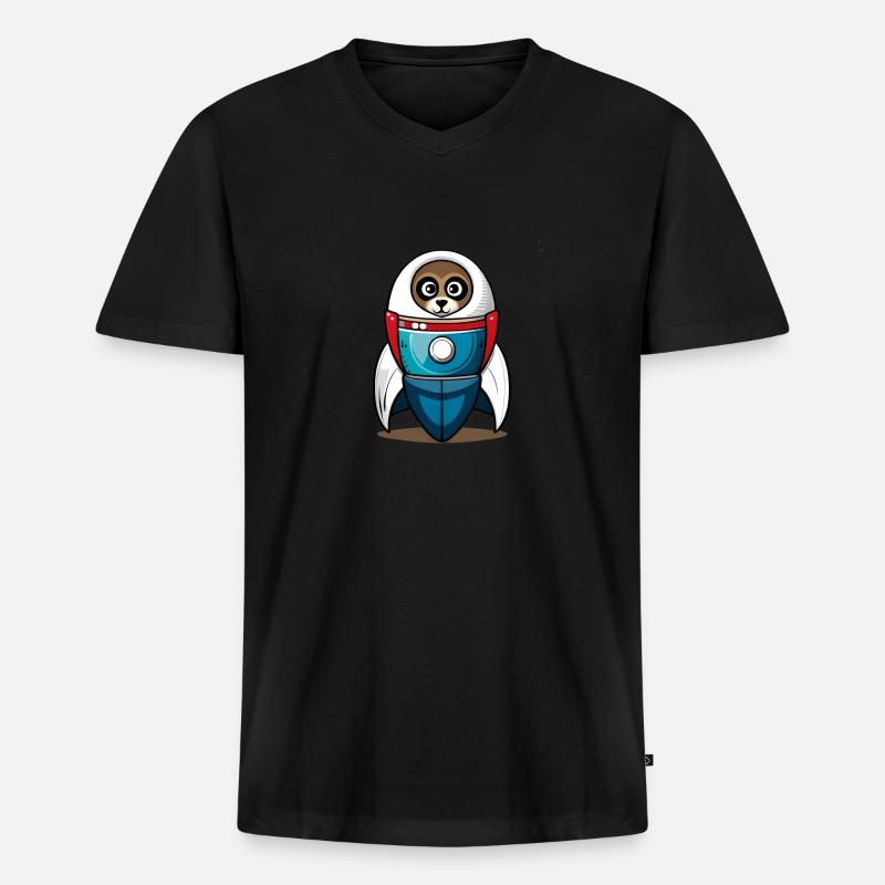 Hund in einer Rakete - Männer Premium Bio T-Shirt mit V-Ausschnitt - Schwarz