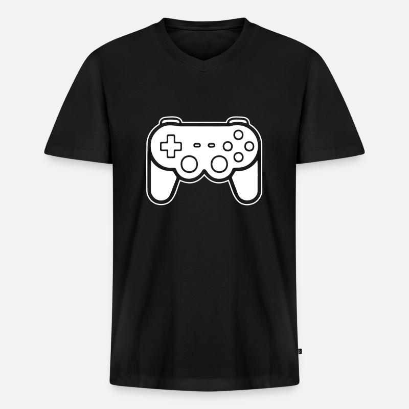 Controller Gaming Videospiele Gamepad - Männer Premium Bio T-Shirt mit V-Ausschnitt - Schwarz