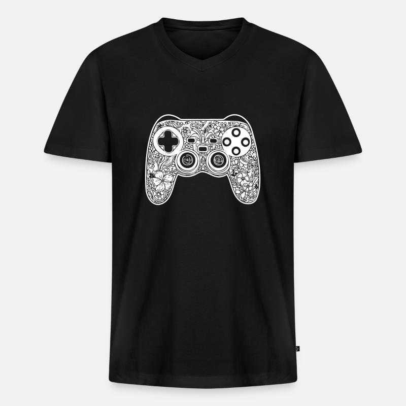 Controller Gaming Videospiele Gamepad - Männer Premium Bio T-Shirt mit V-Ausschnitt - Schwarz