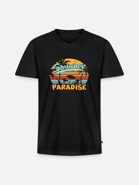 Summer Paradise - Men's Premium Organic T-shirt with V-neck - black