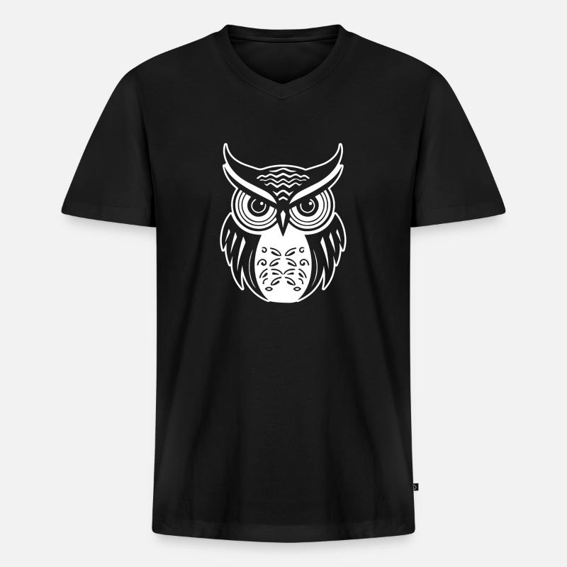 Eule Eulen Vogel Vögel - Männer Premium Bio T-Shirt mit V-Ausschnitt - Schwarz