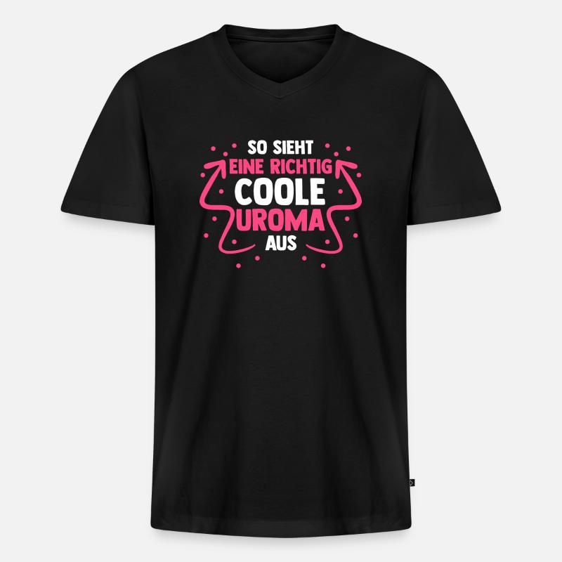 Urgroßmutter Coole Uroma - Männer Premium Bio T-Shirt mit V-Ausschnitt - Schwarz