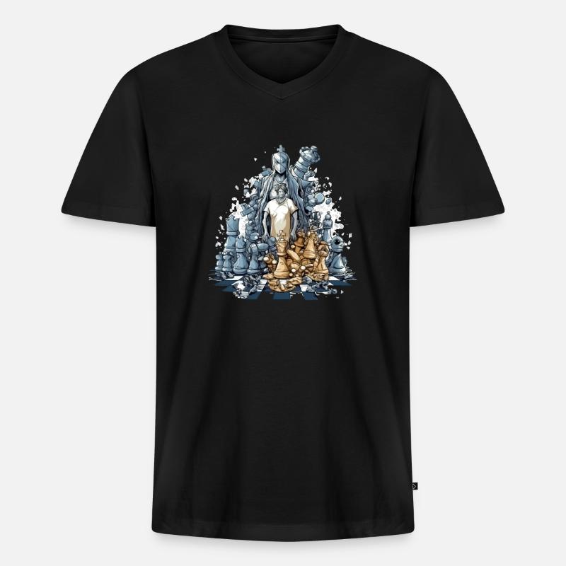 Schach-Gemetzel - Männer Premium Bio T-Shirt mit V-Ausschnitt - Schwarz