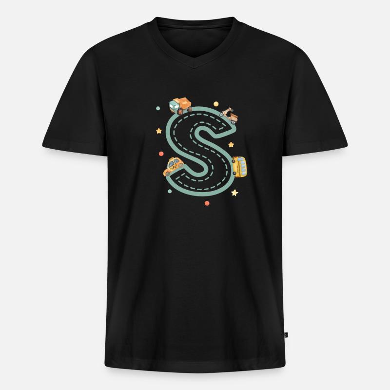 Fahrzeugbriefe - personalisiertes Kindergeschenk - Männer Premium Bio T-Shirt mit V-Ausschnitt - Schwarz