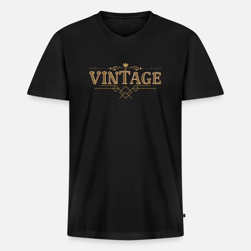 Weinlese - Männer Premium Bio T-Shirt mit V-Ausschnitt - Schwarz